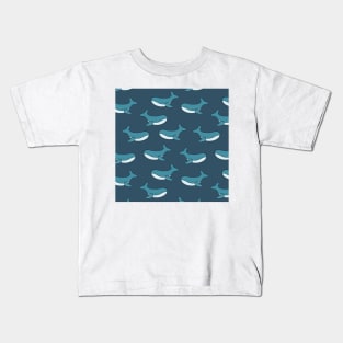 Cute whale in blue ocean Kids T-Shirt